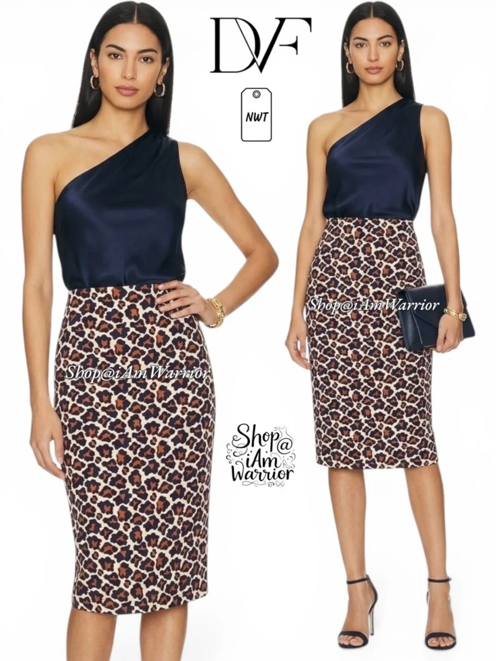 Diane von Furstenberg NWT navy leopard pencil skirt *shop@iamwarrior
